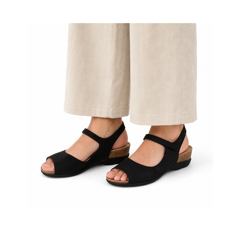 Dansko Marcy Wedge Sandals Open Toe Ankle Strap 40 9.5-10 Black Nubuck Leather